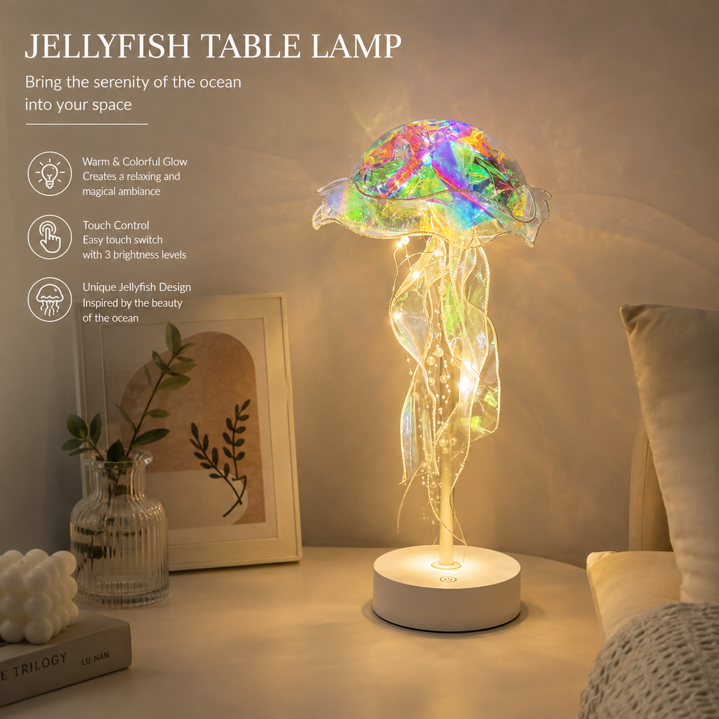 Jellyfish Table Lamp – Color Changing LED Night Light with Remote