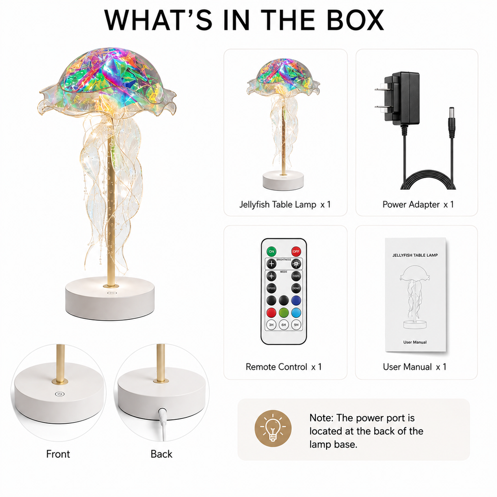 Jellyfish Table Lamp – Color Changing LED Night Light with Remote