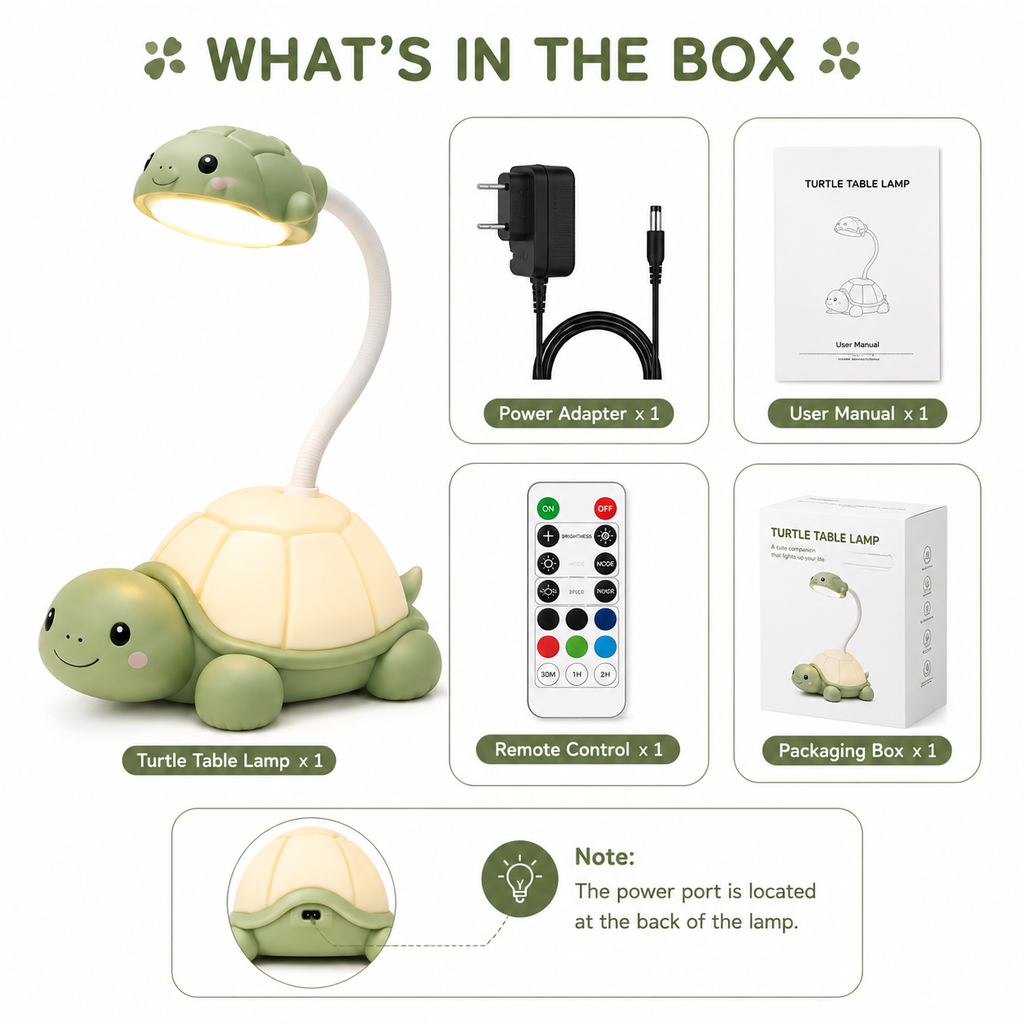 Turtle Table Lamp – Cute LED Desk Light with Remote Control