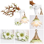 White Deer Flower Wall Sconce – Decorative Wall Lamp