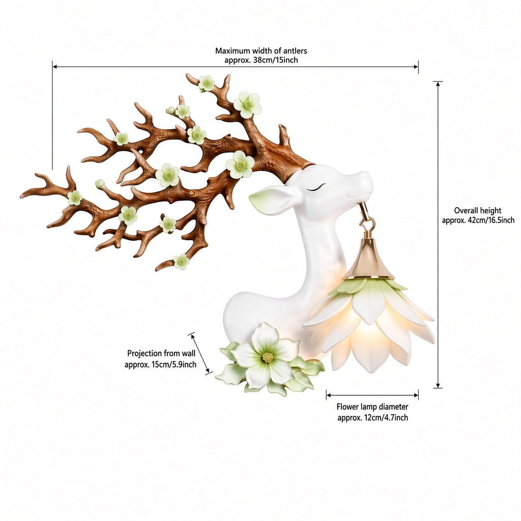 White Deer Flower Wall Sconce – Decorative Wall Lamp