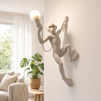 Monkey Wall Sconce – White Climbing Monkey Decorative Wall Lamp
