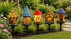 Solar Garden Stake Lights – Set of 5 Miniature House & Mushroom Pathway Lights