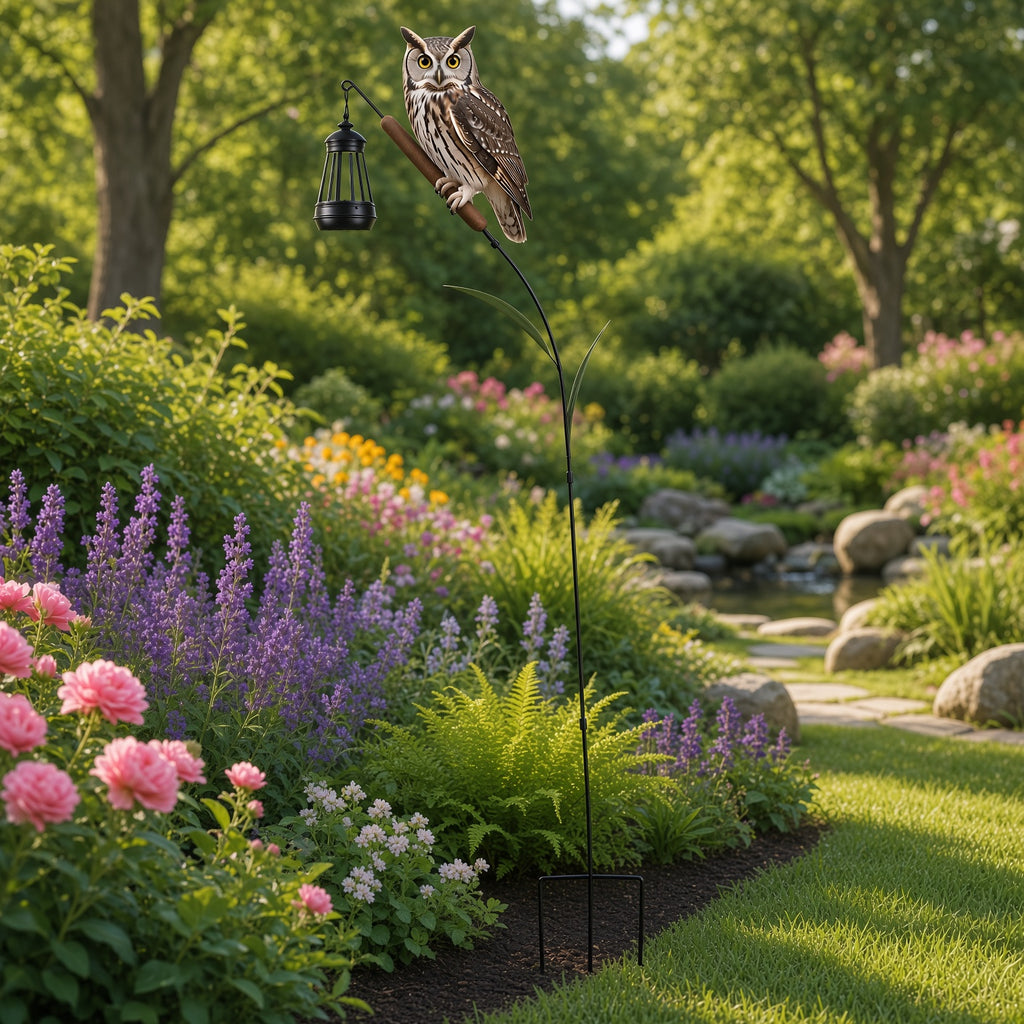 Owl Garden Stake with Lantern – Outdoor Decorative Solar Light