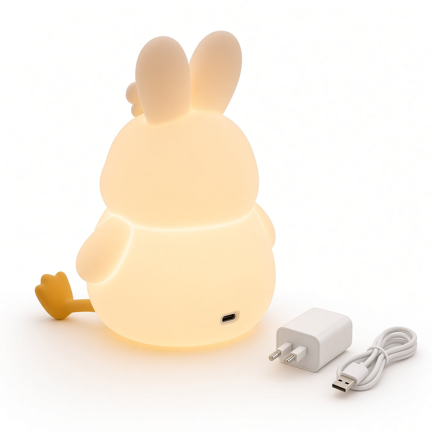 Cute Rabbit Night Light – Rechargeable Soft Silicone LED Lamp