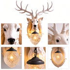 Deer Head Crystal Wall Sconce – White Decorative Wall Lamp
