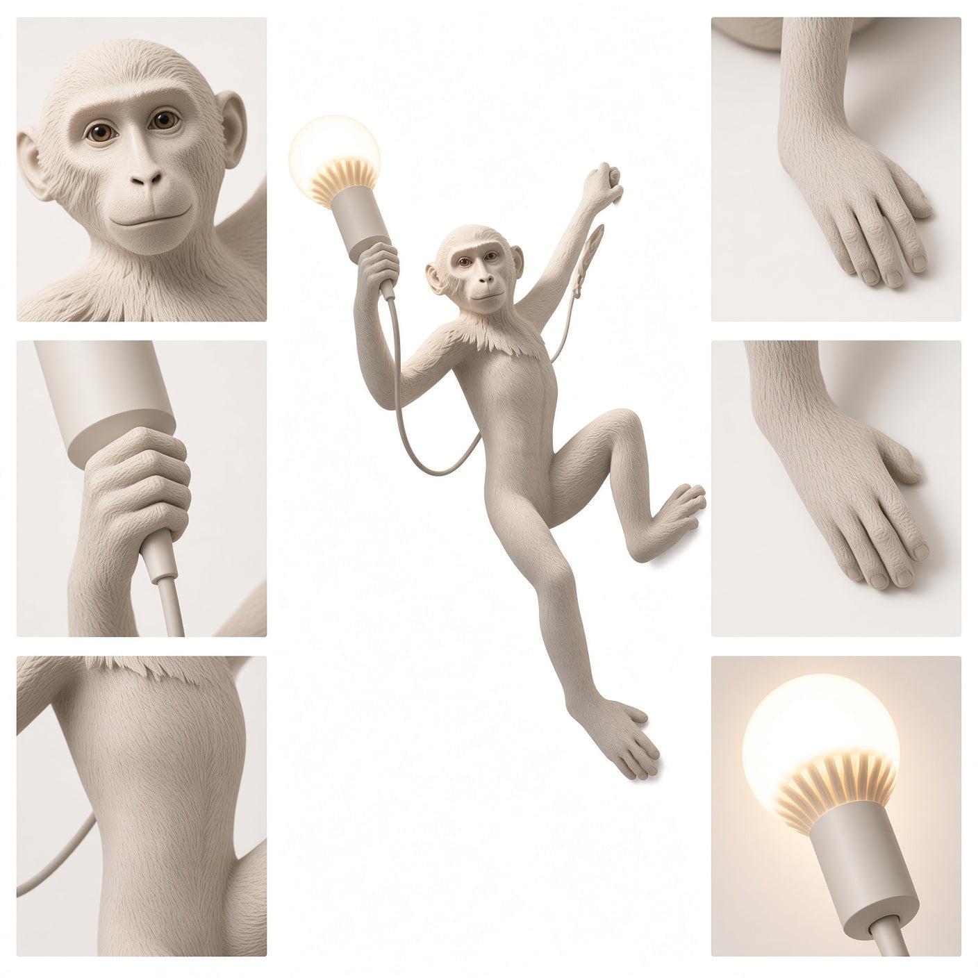 Monkey Wall Sconce – White Climbing Monkey Decorative Wall Lamp