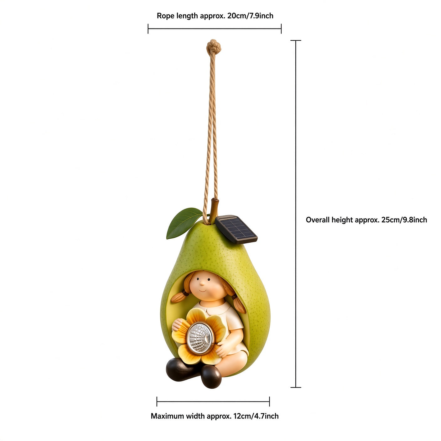 Pear Solar Hanging Light – Outdoor Decorative Garden Lamp with Girl Figure