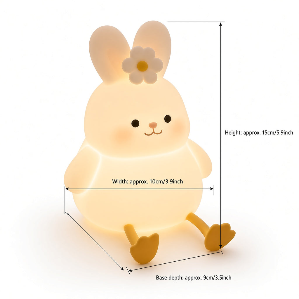 Cute Rabbit Night Light – Rechargeable Soft Silicone LED Lamp
