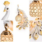 Peacock Crystal Wall Sconce – White & Gold Decorative Wall Lamp