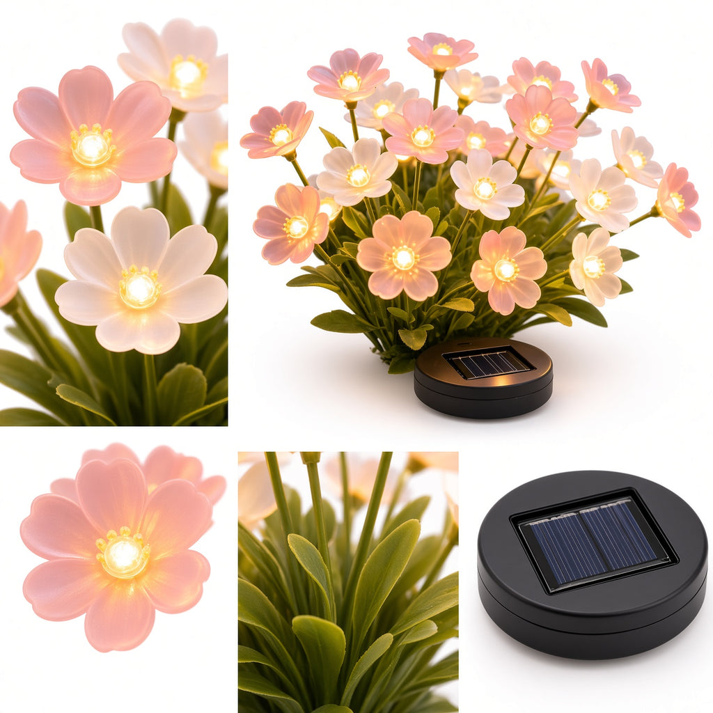 Solar Flower Garden Lights – Pink & White Outdoor Decorative Stake Lights