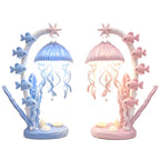Jellyfish Ocean Night Light – Blue LED Table Lamp with Fish & Shells