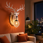 Deer Head Crystal Wall Sconce – White Decorative Wall Lamp