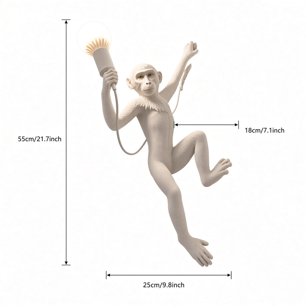 Monkey Wall Sconce – White Climbing Monkey Decorative Wall Lamp