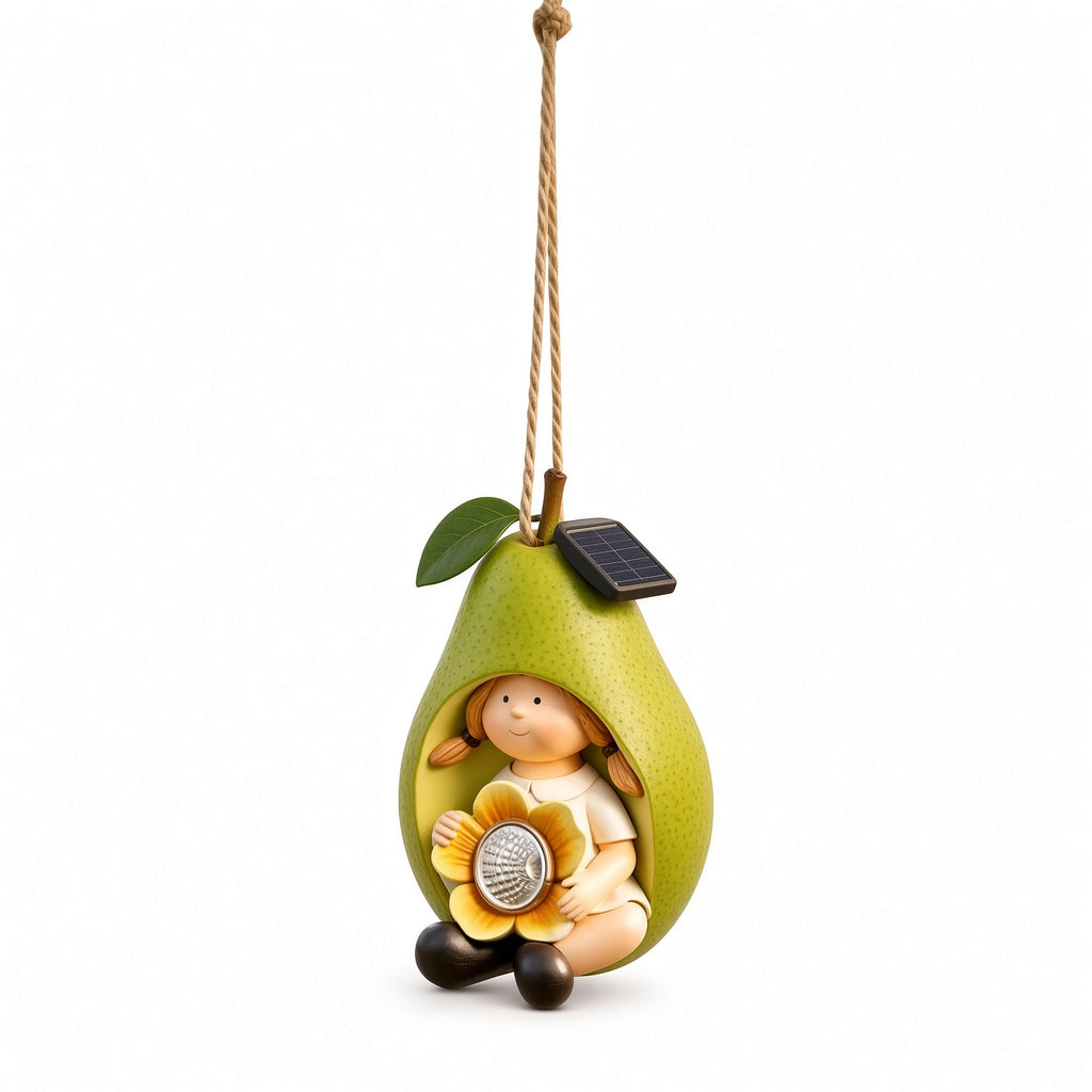 Pear Solar Hanging Light – Outdoor Decorative Garden Lamp with Girl Figure