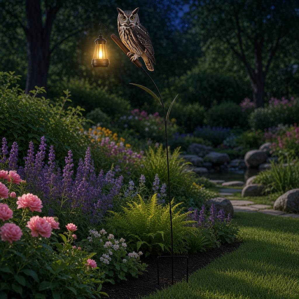 Owl Garden Stake with Lantern – Outdoor Decorative Solar Light