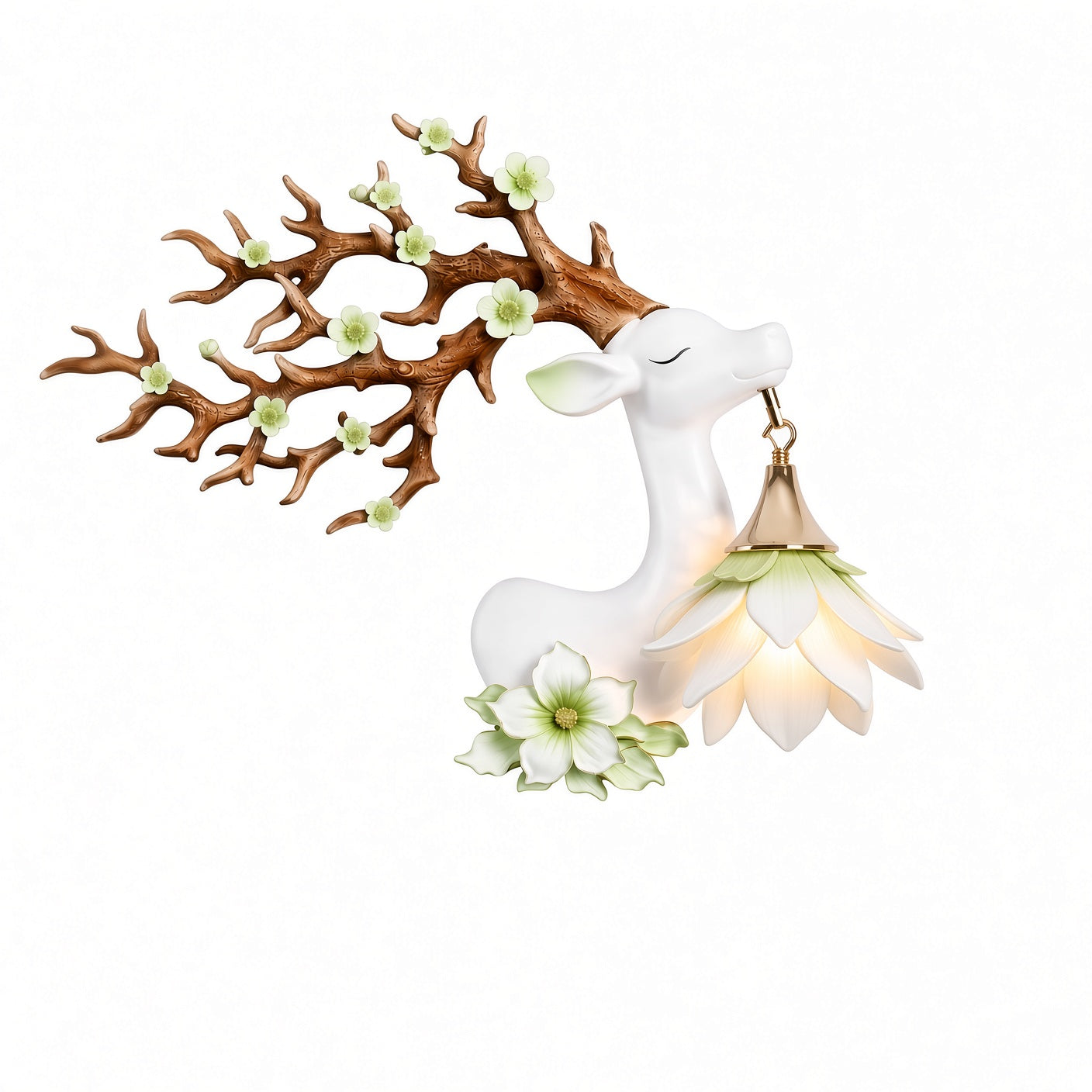 White Deer Flower Wall Sconce – Decorative Wall Lamp