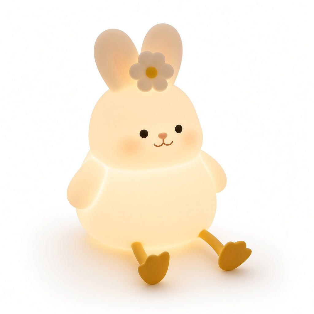 Cute Rabbit Night Light – Rechargeable Soft Silicone LED Lamp