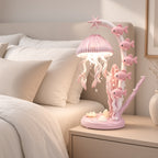 Jellyfish Ocean Night Light – Blue LED Table Lamp with Fish & Shells