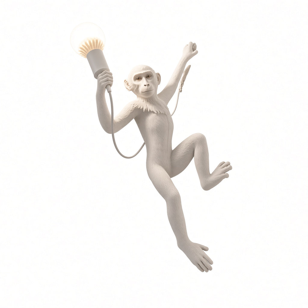 Monkey Wall Sconce – White Climbing Monkey Decorative Wall Lamp