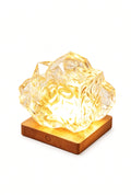 Crystal Rock Night Light – Rechargeable LED Bedroom Lamp with Wooden Base