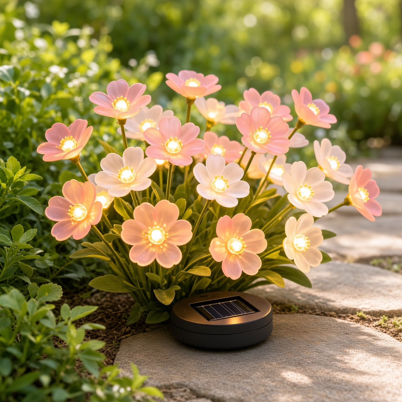 Solar Flower Garden Lights – Pink & White Outdoor Decorative Stake Lights