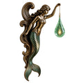Mermaid Wall Sconce – Bronze Decorative Wall Lamp with Green Crystal Teardrop